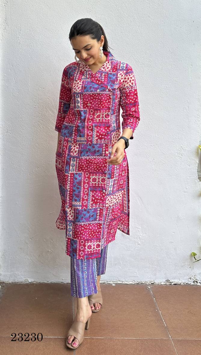 Indira 23230 Size Set Printed Cambric Cotton Kurti With Bottom Wholesale Suppliers In India
